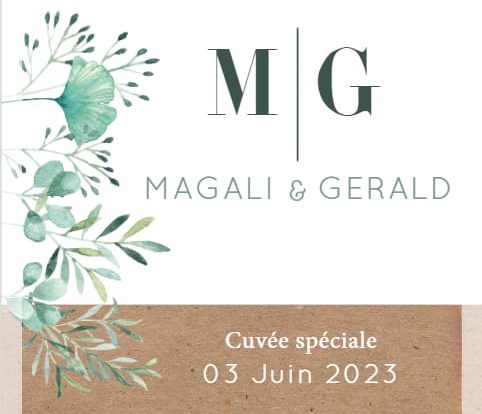 exemple d'étiquette personnalisée Magali & Gerald vins tappe